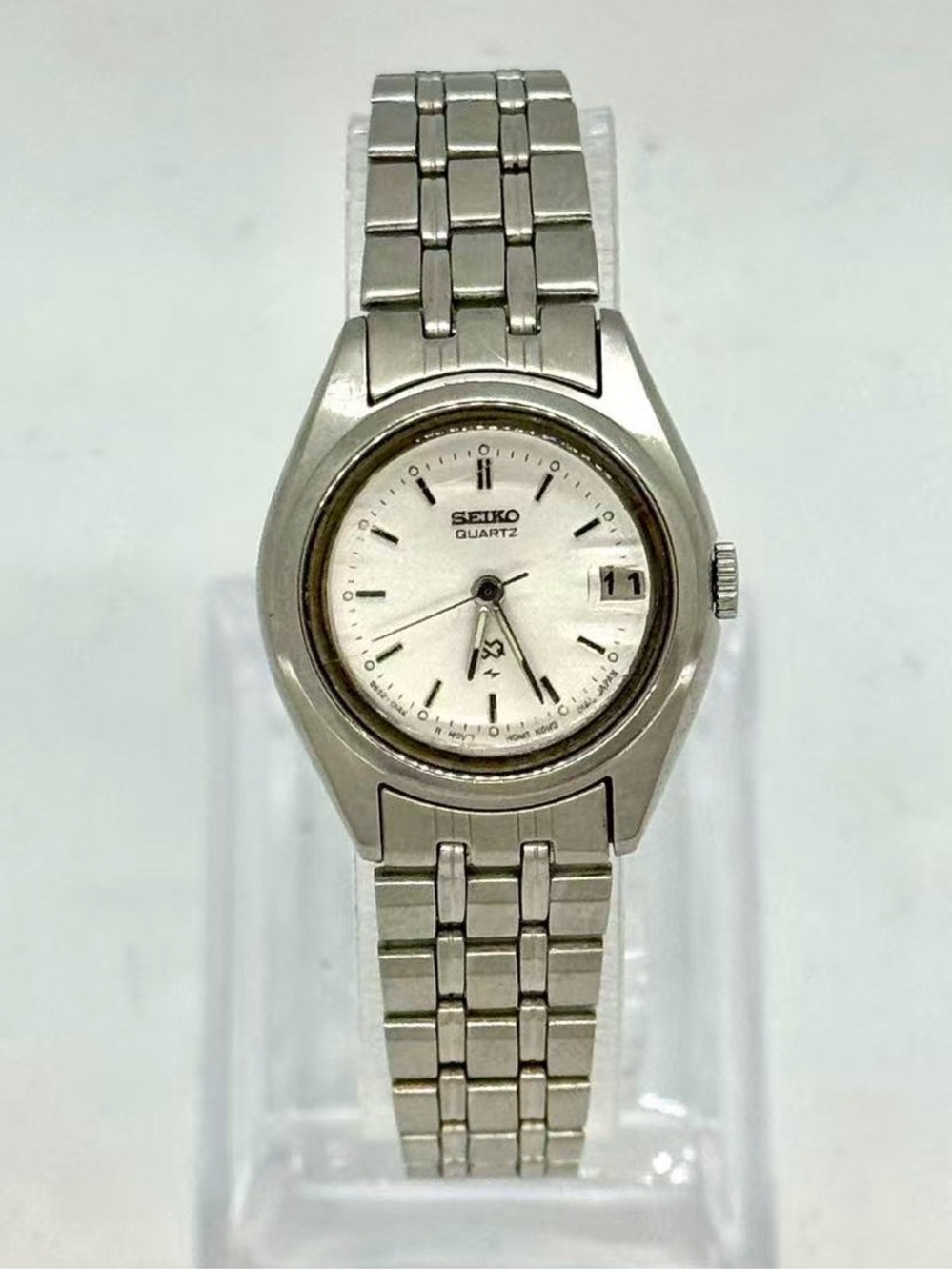 Vintage Seiko Women’s Quartz Watch 21.9mm White Dial Date New Battery Runs